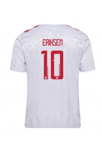 Danmark Christian Eriksen #10 Fotballdrakt Borte Klær EM 2024 Korte ermer